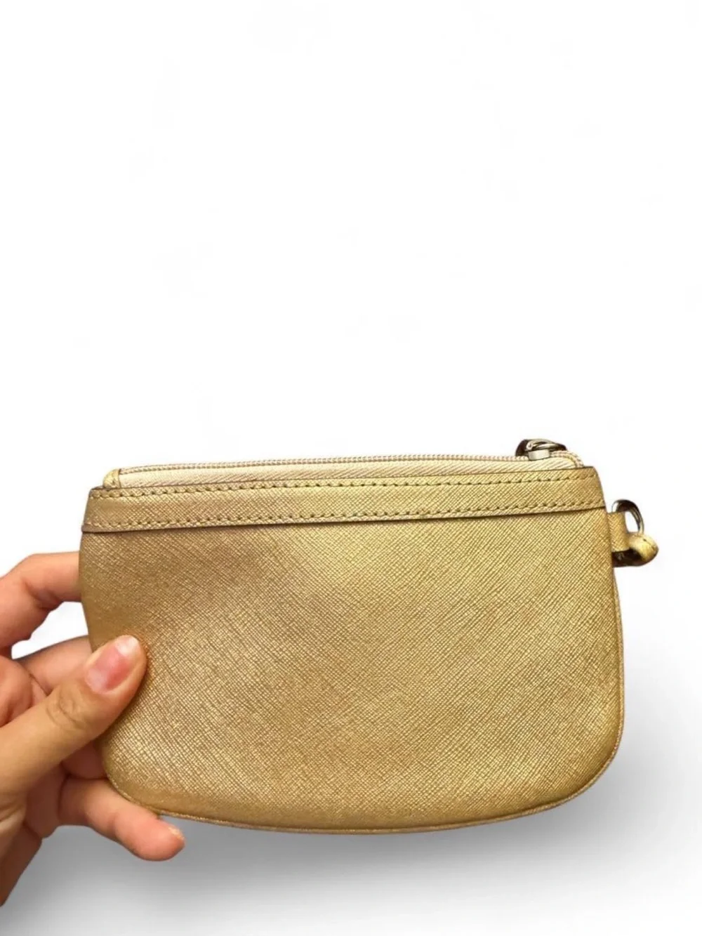 DKNY Gold Metallic Mini Zip Pouch